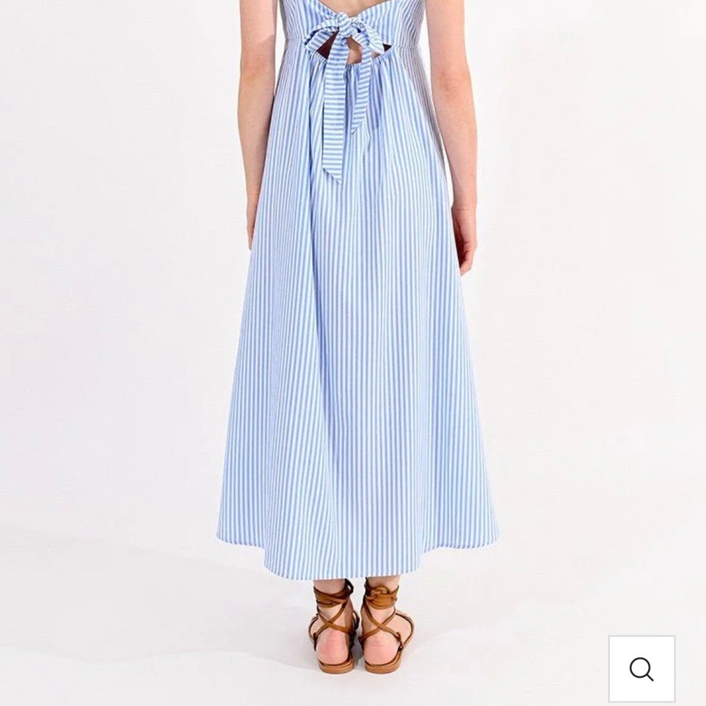 Molly Brackman Blue & White Striped Tie-Back Cotton Dress‎ NWT